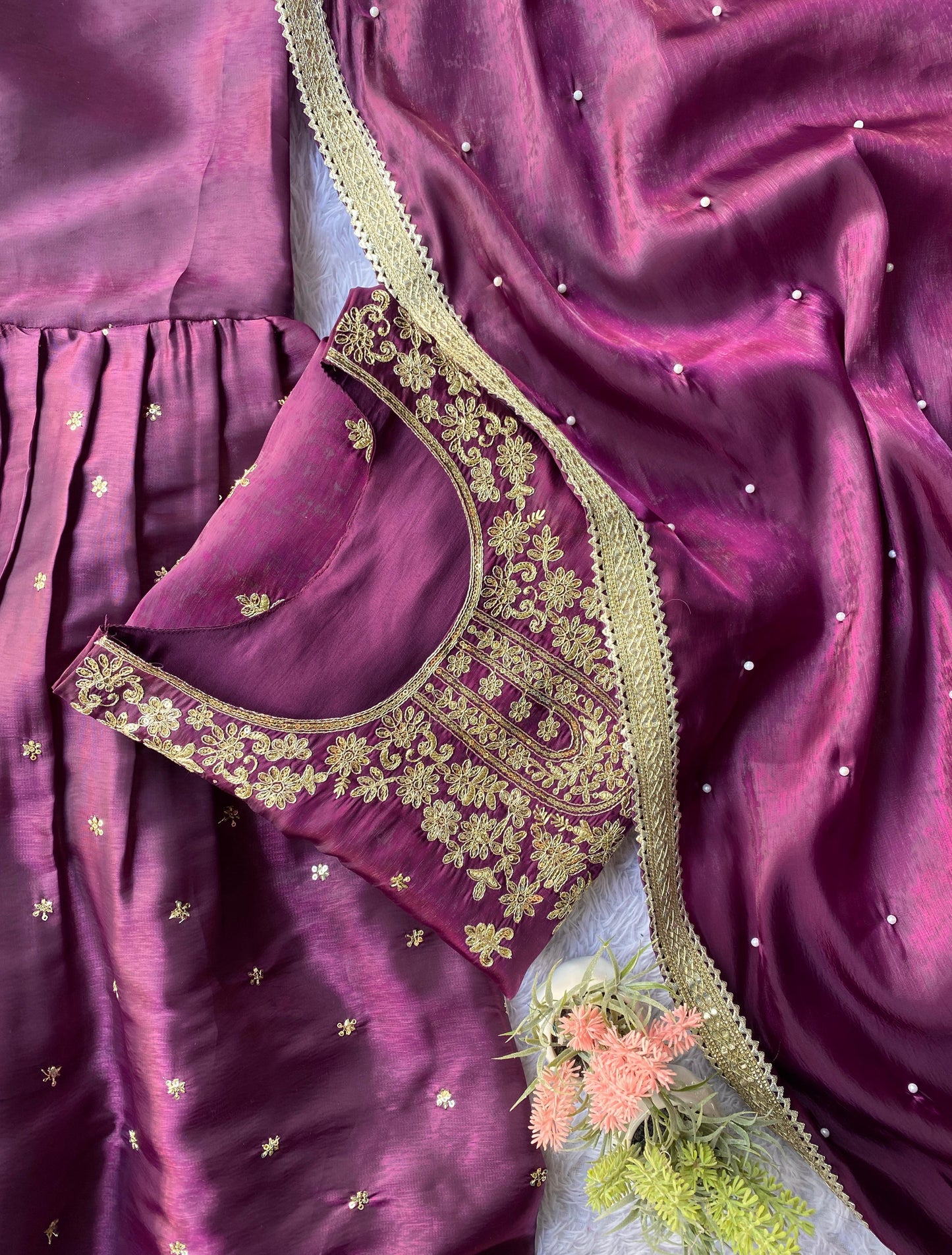 Eid Exclusive GMY Silk Sequence Embroidered Sharara Set with Dupatta | Wedding & Festive Wear