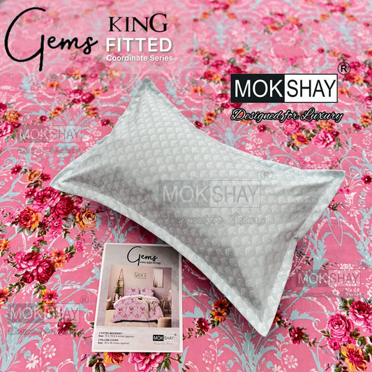 GEMS King Fitted Bedsheet Set – 3 PCS Luxury Elastic Bedsheet (1+2 Pillow Covers) | ZR