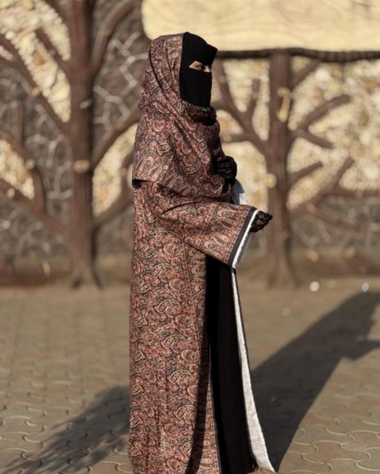 Luxury Printed Pashmina Abaya with Matching Stole & Inner | Premium Summer Cotton Linen Blend Modest Wear | Designer Islamic Abaya for Women | AF