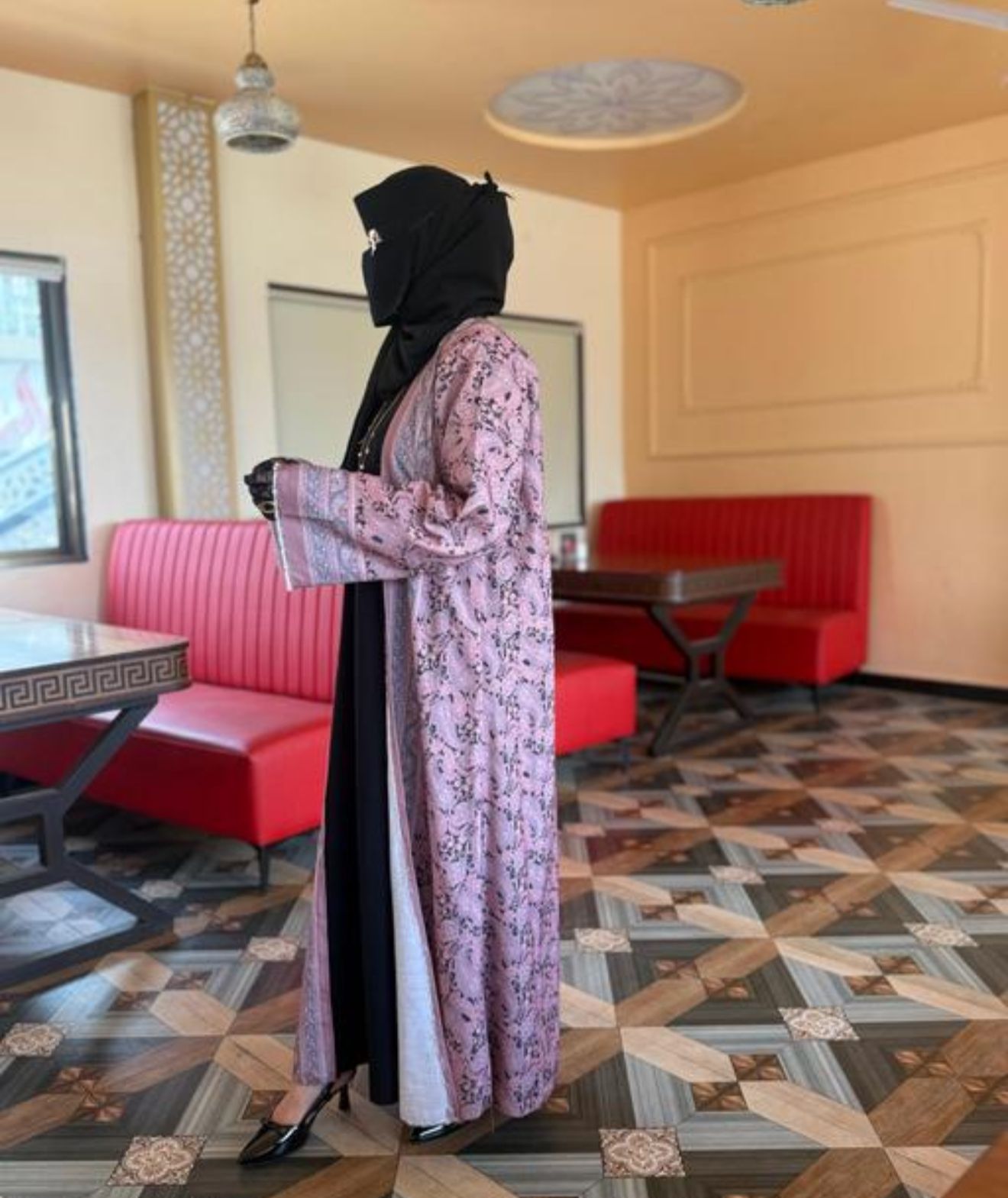 Luxury Printed Pashmina Abaya with Matching Stole & Inner | Premium Summer Cotton Linen Blend Modest Wear | Designer Islamic Abaya for Women | AF