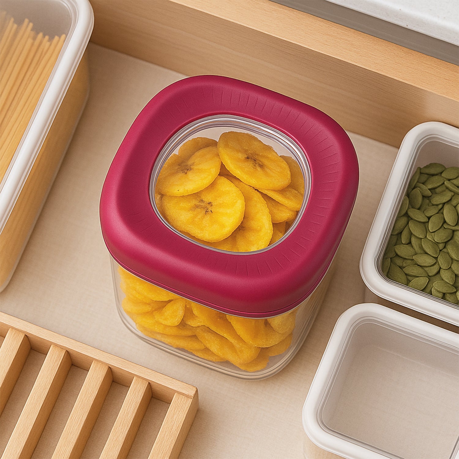 Transparent Twist Lock Kitchen Storage Container Set (Approx 800ml  2pc)
