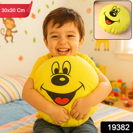 Cute Round Smiley Face Soft Pillow Cushion (30 X 30 Cm  1 Pc)