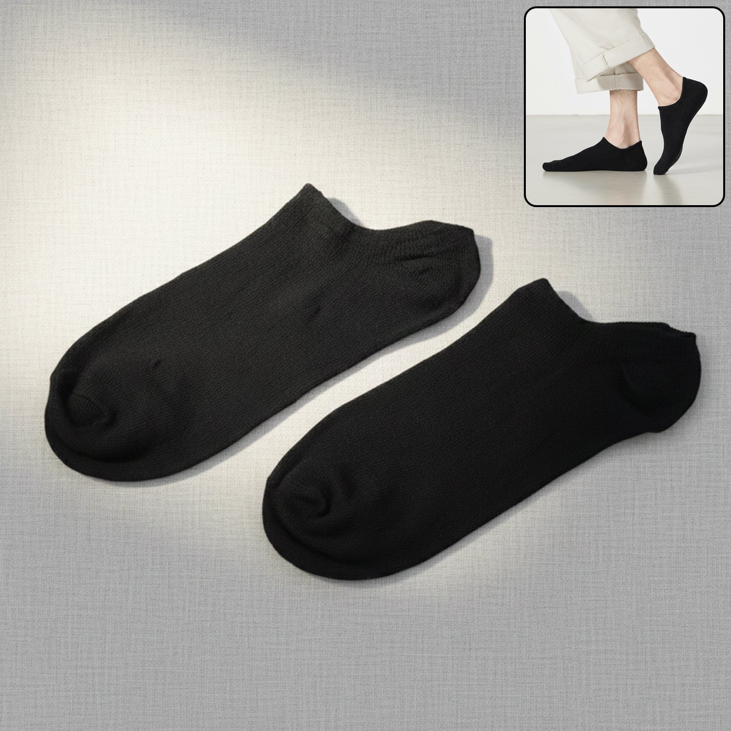Classic Black Low-cut Invisible Socks (1 Pair)