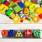 8098 Geometric Brick - 5 Angle Matching Column Blocks For Kids - Preschool Educational Learning Toys.