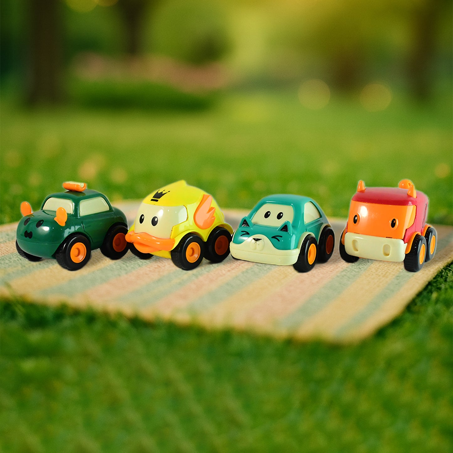 Funwoods Animal Cartoon Pull-back Toy Car - (4 Pc  Set)