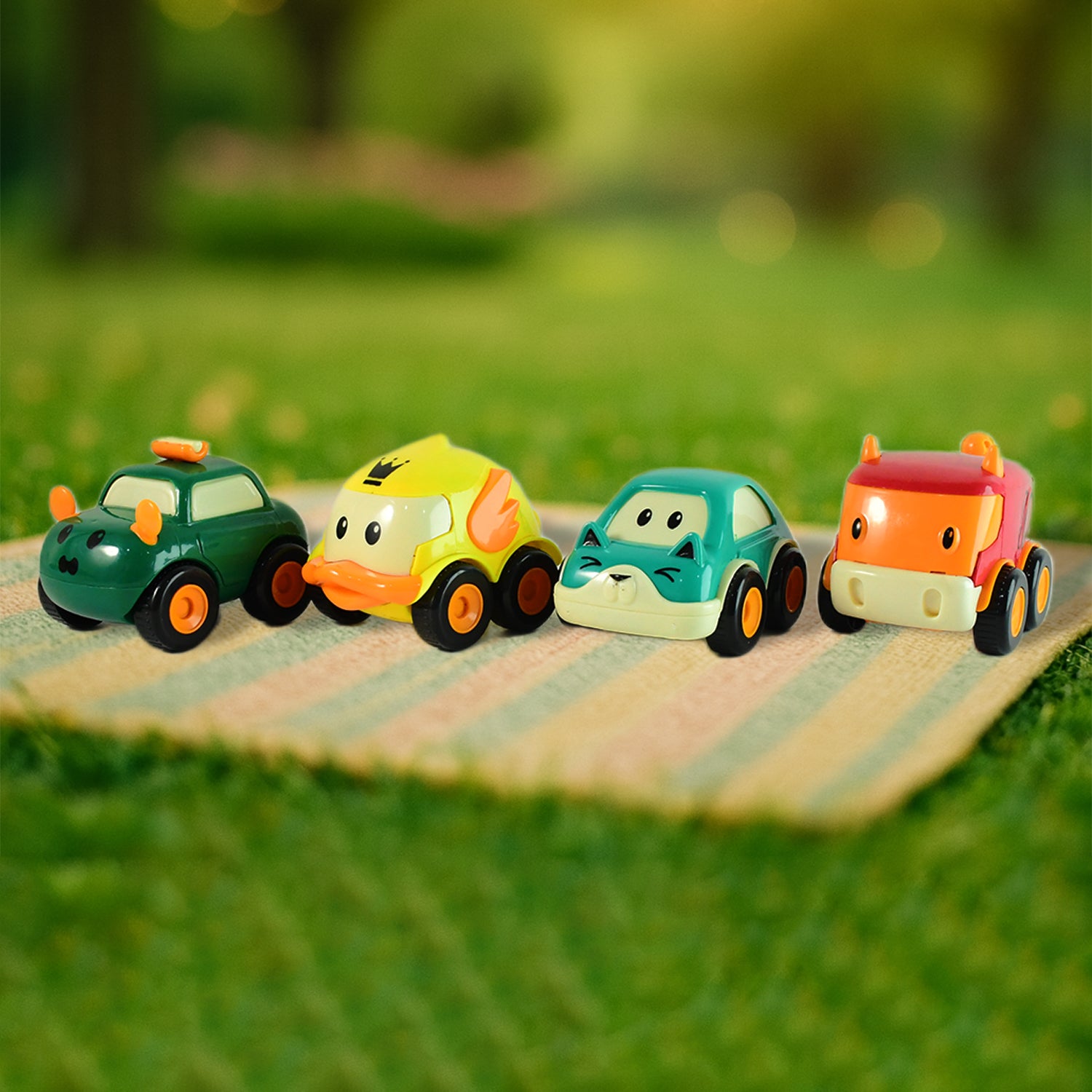 Funwoods Animal Cartoon Pull-back Toy Car - (4 Pc  Set)