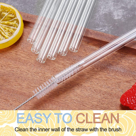 Plastic Reusable Glass Straws Clear Glass Drinking Straw 5pc