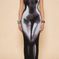 Y2K Spicy Print Halter Neck Slim Fit Bodycon Long Dress For Women