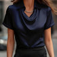 Elegant Minimalist Boat-neckline Shirt For Women
