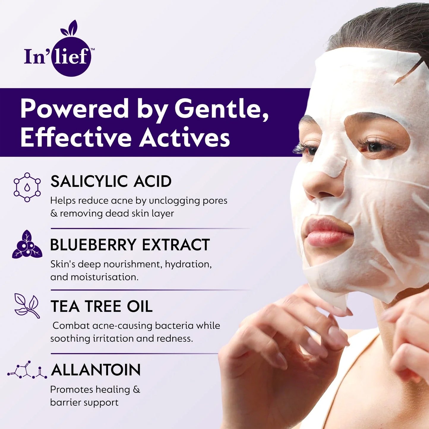 Inlief Salicylic Acid 1 Clarifying  Pore-refining Facial Sheet Mask (1 Pc)