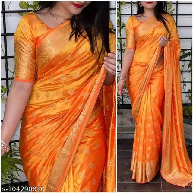 Jacquard Saree For Women (Brown, 6.3m)