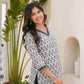Stylish White Multicolor hand block print cotton kurti for Girls and Women