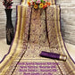 Jacquard Saree With Blouse For Women (Golden& Dark Red, 6.3M)