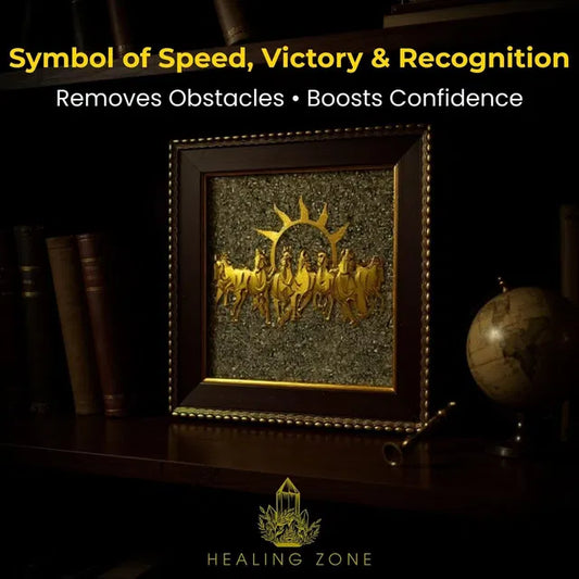 HEALING ZONE 7 Horses on Raw Pyrite Frame