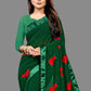 Georgette Embroidered Saree for Women (Bottle Green, 6.3 m)