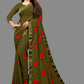 Georgette Embroidered Saree for Women (Bottle Green, 6.3 m)
