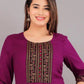 Rayon Embroidered Kurti for Women (Purple, XXS)