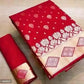 Jacquard Printed Saree for Women (Red, 6.3 m)