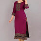 Rayon Embroidered Kurti for Women (Purple, XXS)