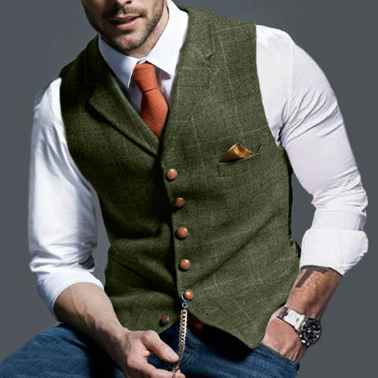 Gentleman Style Blue Waistcoat – Premium Formal Vest for Men with Vintage Buttons | Smart Casual & Party Wear