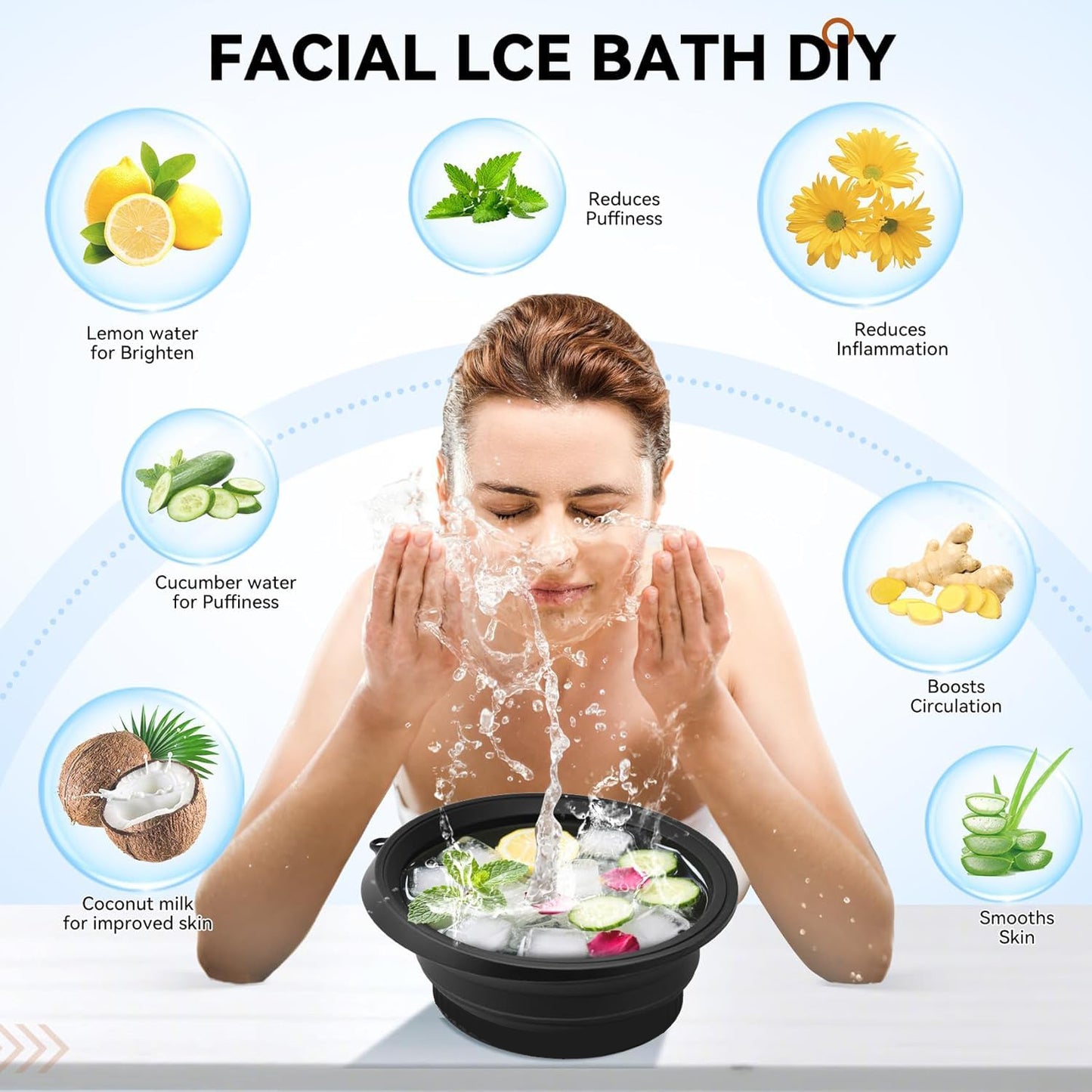 Portable Foldable Silicone Ice Bath Bowl (1 Pc)