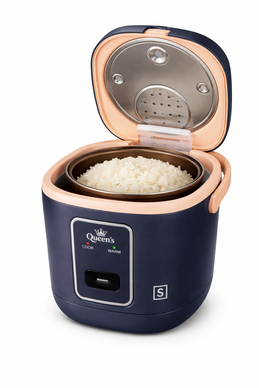 Queen’s Automatic Rice Cooker 0.6L – Compact Energy Saving Mini Cooker with Ceramic Coating Inner Pot | 200W | 220V | 1 Year Warranty