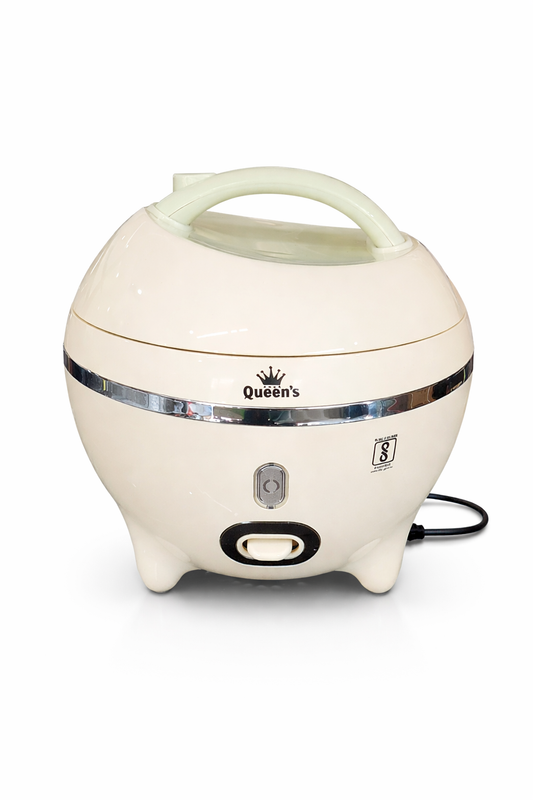 Queen’s 0.8L Deluxe Electric Rice Cooker with Detachable Bronze Inner Pot, Steamer Basket & Serving Spoon | Compact Multi-Cooking Rice Maker for Home & Travel