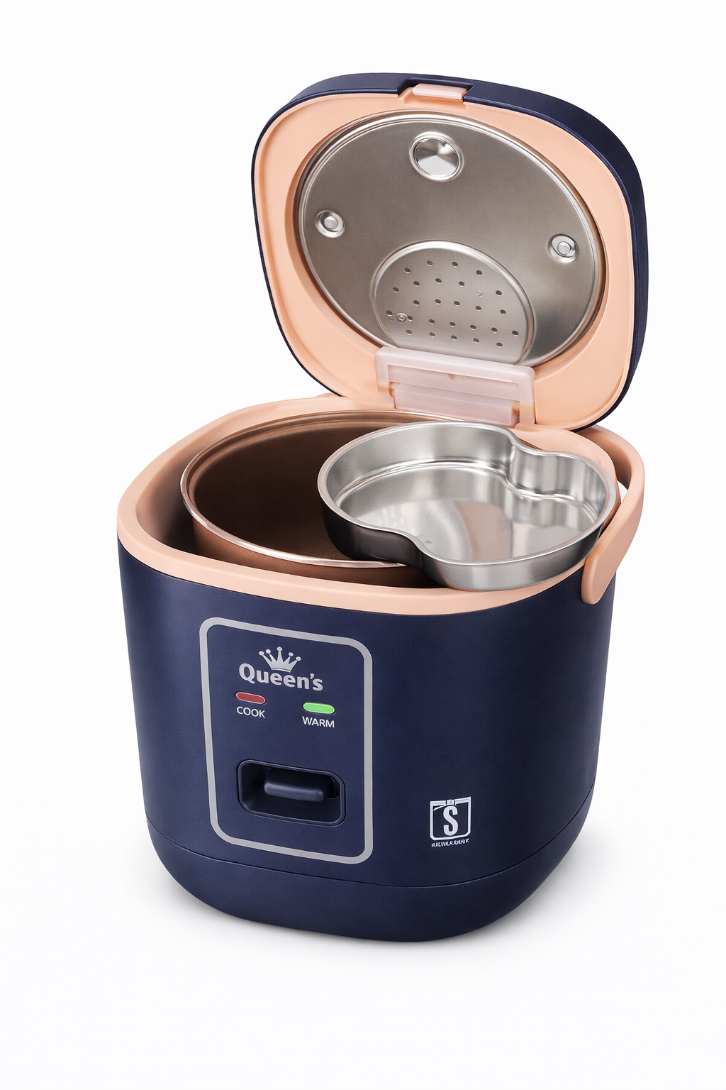 Queen’s Automatic Rice Cooker 0.6L – Compact Energy Saving Mini Cooker with Ceramic Coating Inner Pot | 200W | 220V | 1 Year Warranty