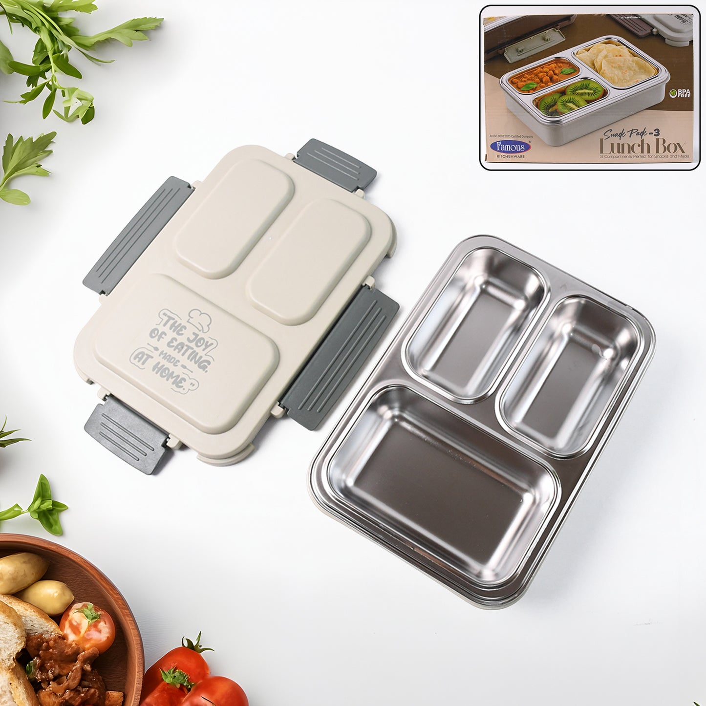 Lunch Box (200 Ml Each Container) With Attractive Stand - 4 Pcs