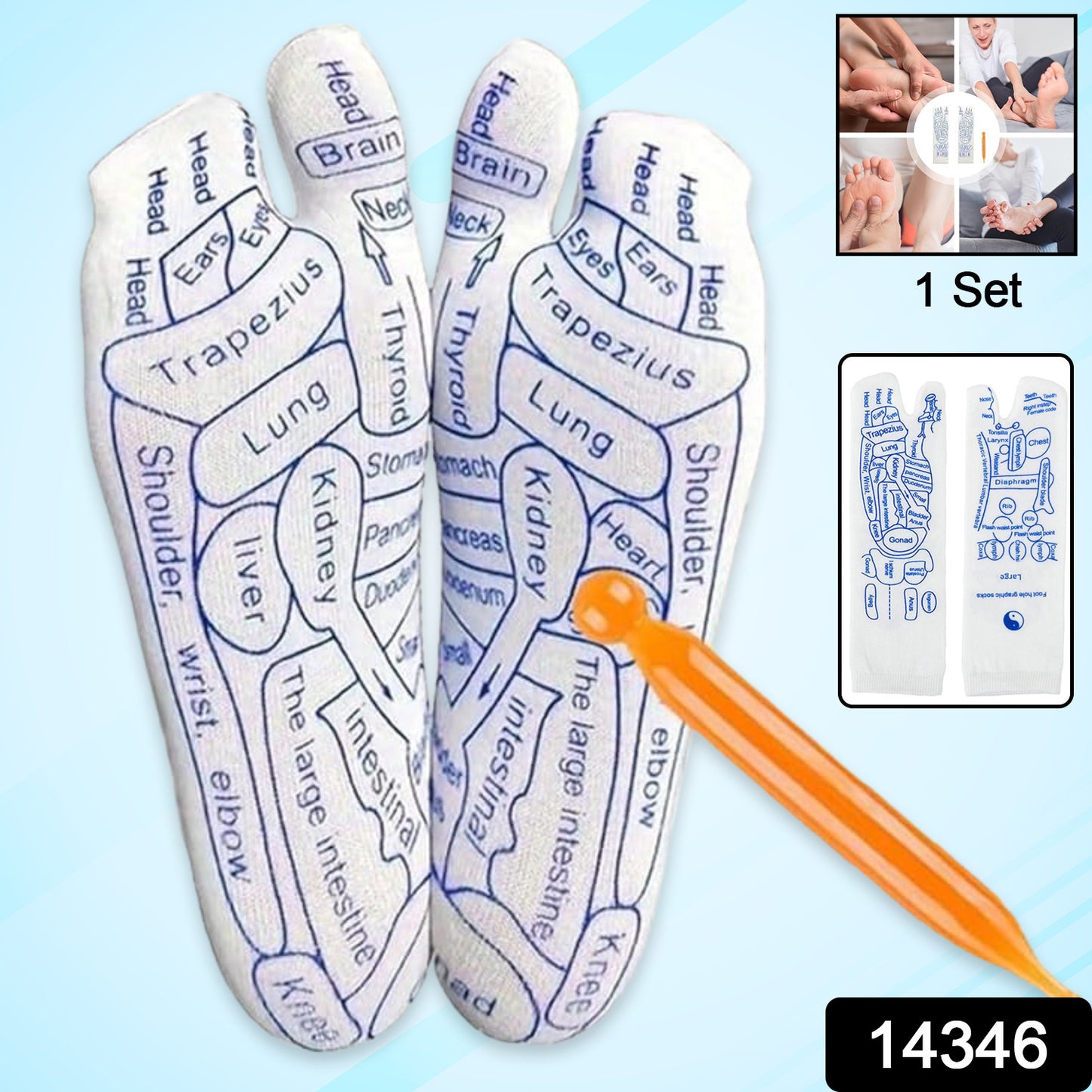 Full Reflexology Acupressure Therapy Socks Set (1 Set)
