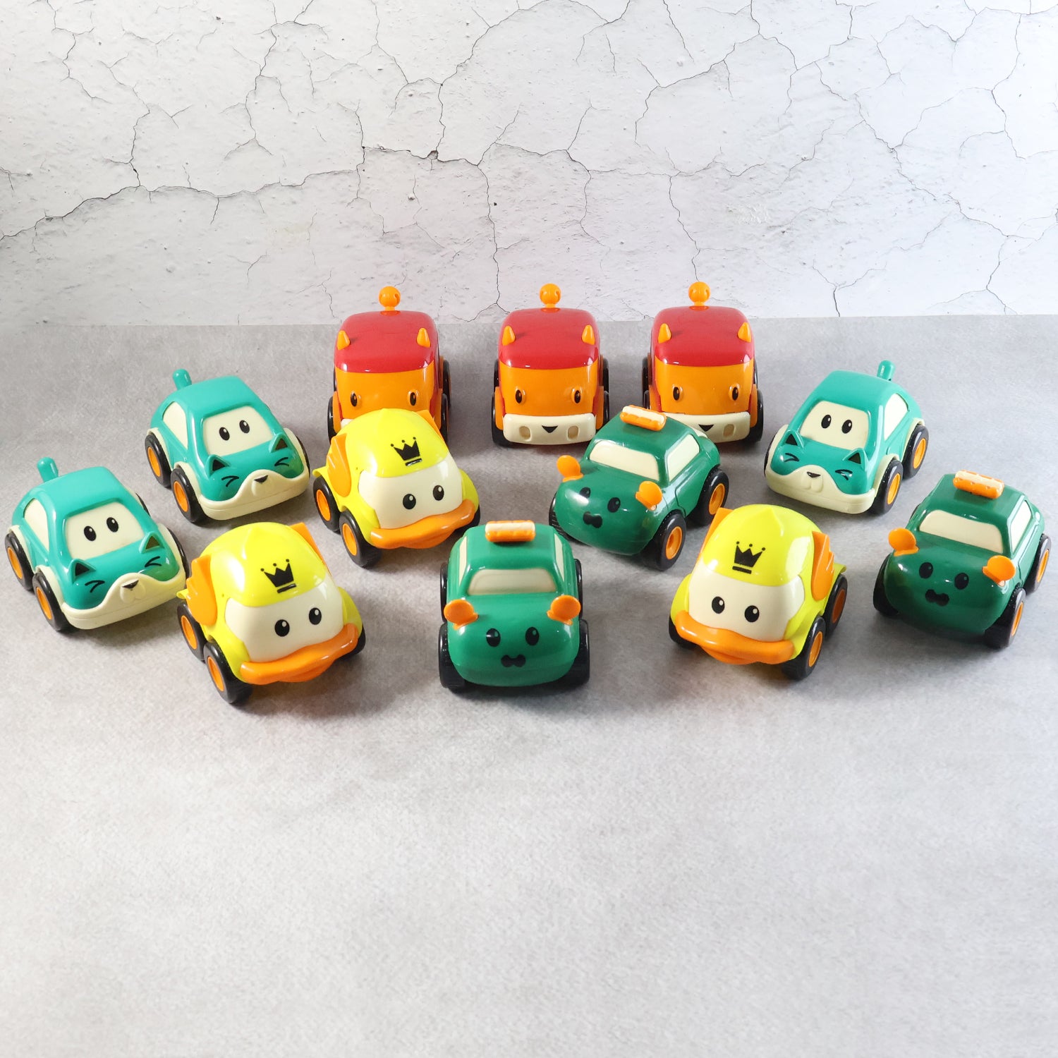 Cartoon Pull-back Car Toy Set For Kids (12 Pc)