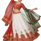White Red Gold Bandhani Embroidered Lehenga Set for Women – Intricate Woven Bridal Designer Outfit with Gold Thread Work & Traditional Dupatta