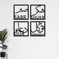 Sabr Shukr Dua Tawkkul Black Frame Home Decora Wooden Wall Hanger for Bed Room (12 inch X 12 inch, Black)