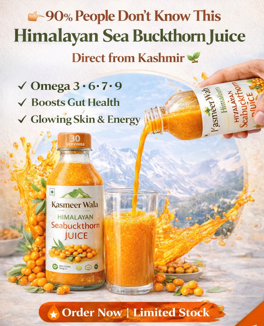 Kasmeer Wala Seabuckthorn Pulp Juice 300ml – 100% Natural Himalayan Superfruit Juice Rich in Antioxidants & Vitamin C