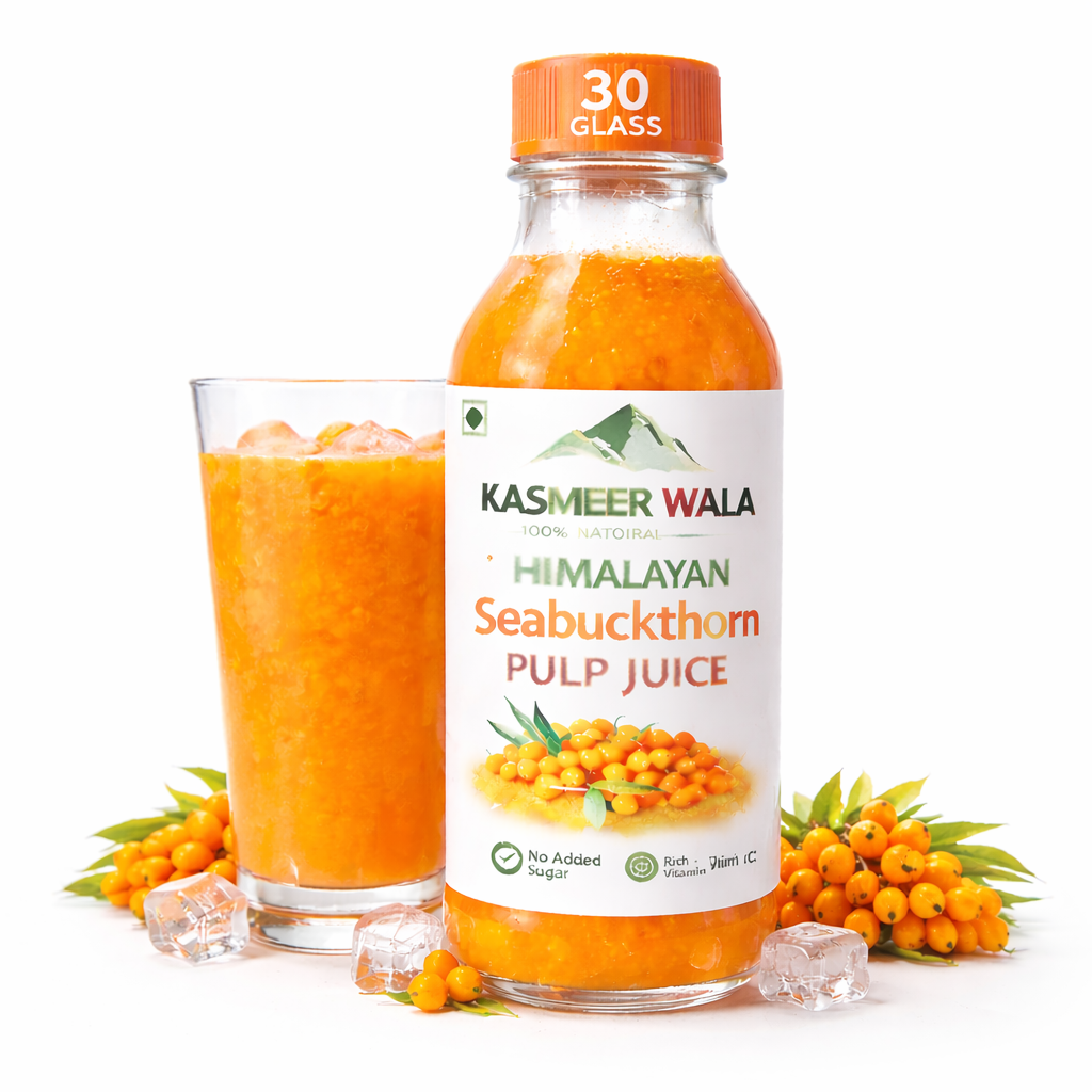 Kasmeer Wala Seabuckthorn Pulp Juice 300ml – 100% Natural Himalayan Superfruit Juice Rich in Antioxidants & Vitamin C