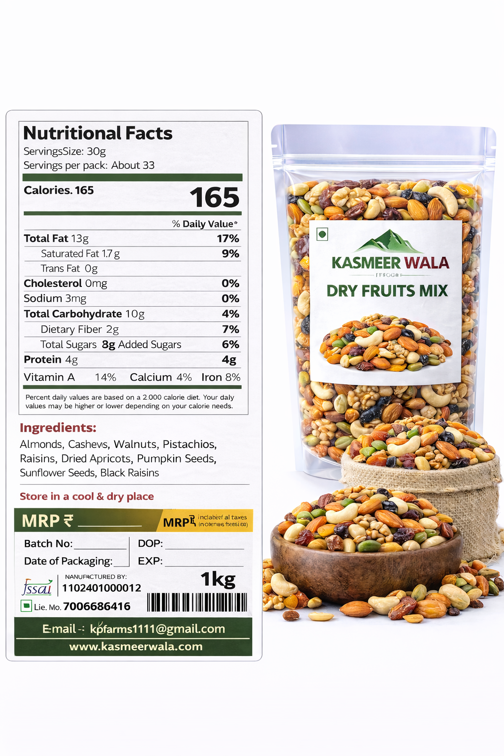 Kasmeer wala Kashmiri Special Trial Mix Dry Fruits 500g – Premium Quality Healthy Snack