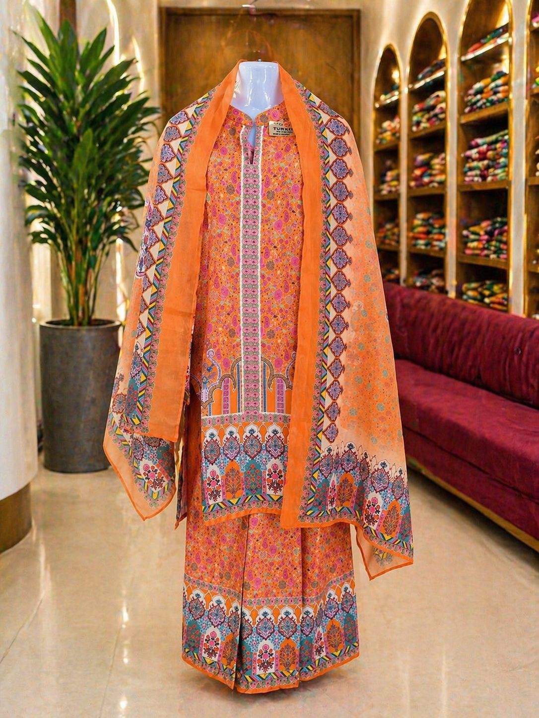 Luxury 3 Piece Turkish Satin Cord Set for Women | Premium Silky Smooth Fabric | Designer Printed Kurta, Pant & Dupatta | Elegant Party & Casual Wear Suit