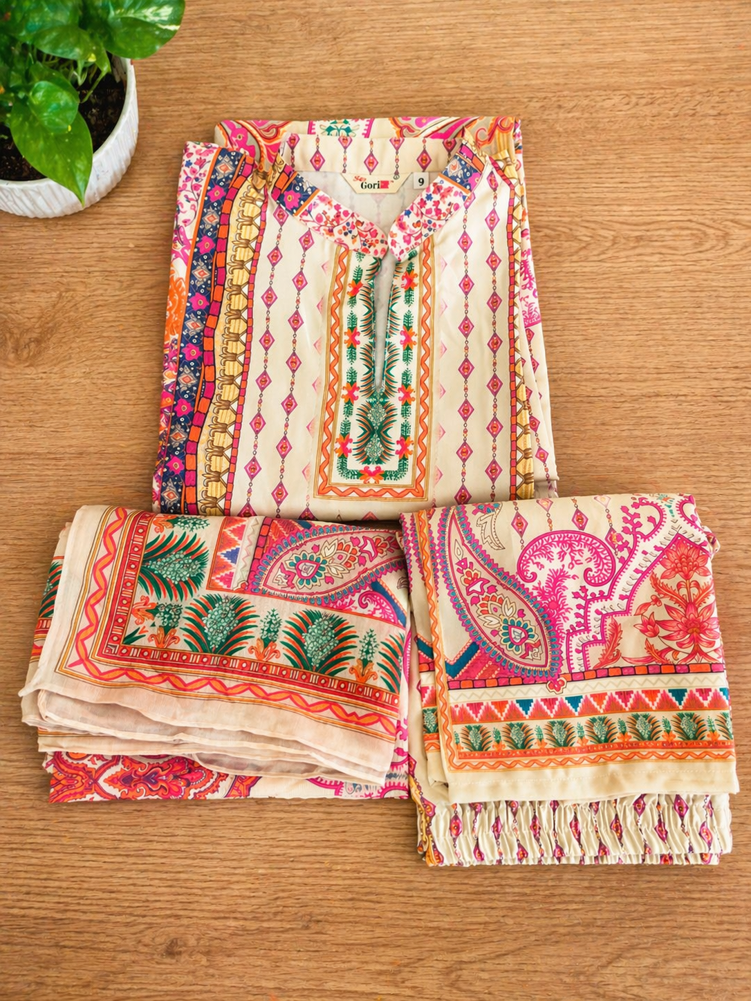 Luxury 3 Piece Turkish Satin Cord Set for Women | Premium Silky Smooth Fabric | Designer Printed Kurta, Pant & Dupatta | Elegant Party & Casual Wear Suit