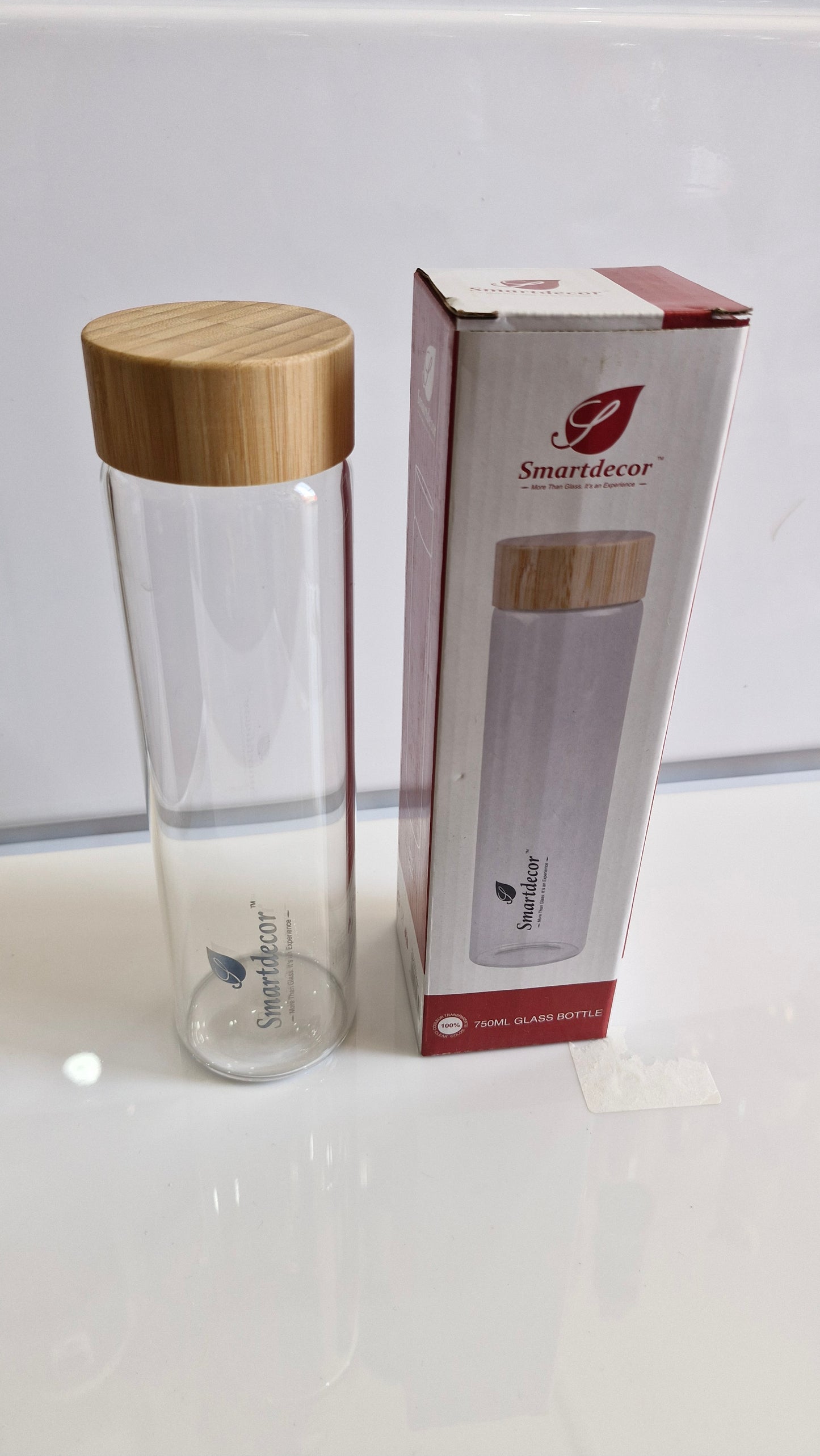 750ml Transparent Glass Water Bottle – Open Lid Design | Reusable Clear Bottle for Daily Use | Eco-Friendly Drinkware