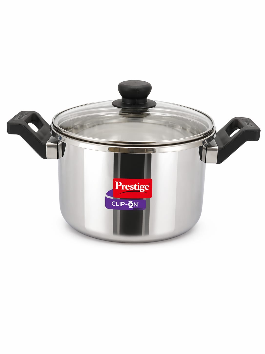 Prestige 2-in-1 Clip-On Pressure Cooker 5L with Glass Lid | Stainless Steel | Induction & Gas Compatible