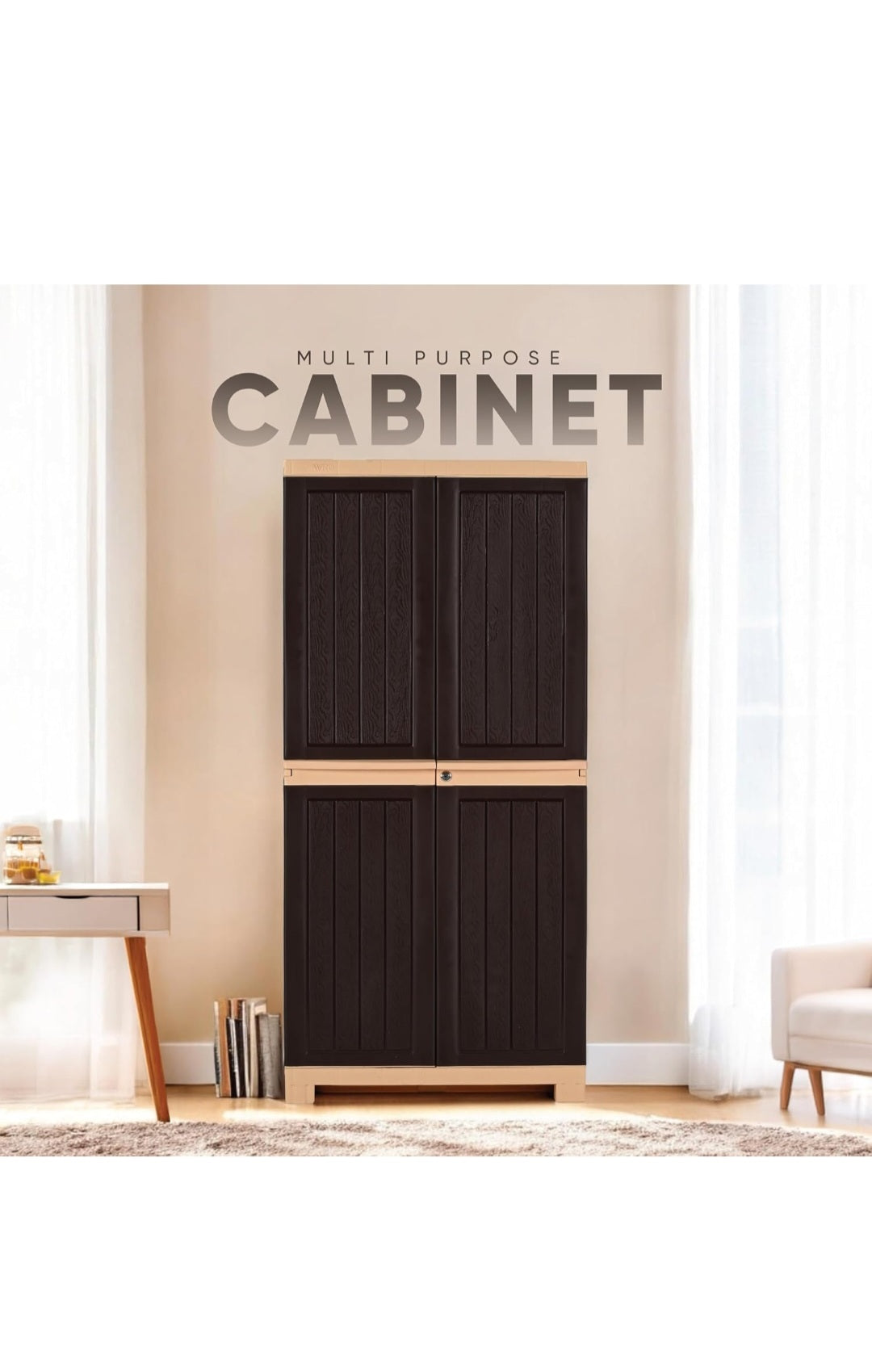 4 Feet Multipurpose Storage Cabinet | Waterproof &amp; Dustproof Organizer with 3 Shelves