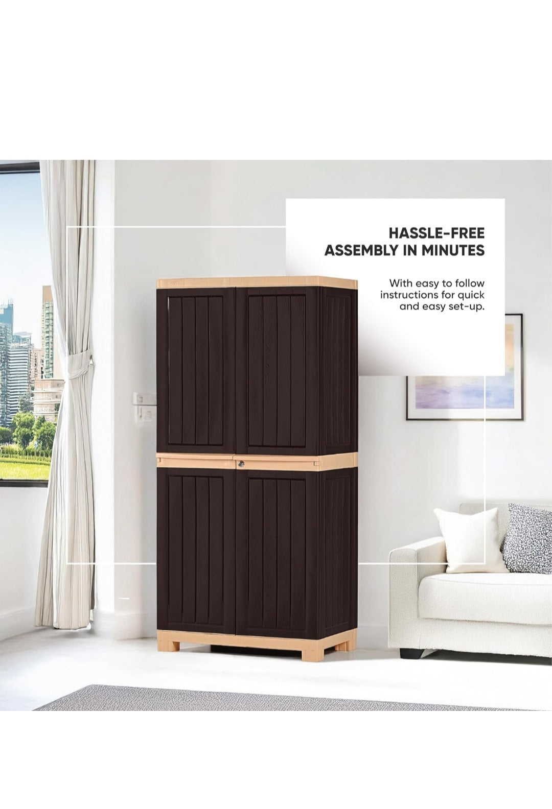 4 Feet Multipurpose Storage Cabinet | Waterproof &amp; Dustproof Organizer with 3 Shelves