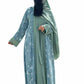 Sky Blue Printed Shrug 4-Piece Abaya Set for Women – Premium Modest Wear