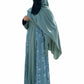Sky Blue Printed Shrug 4-Piece Abaya Set for Women – Premium Modest Wear