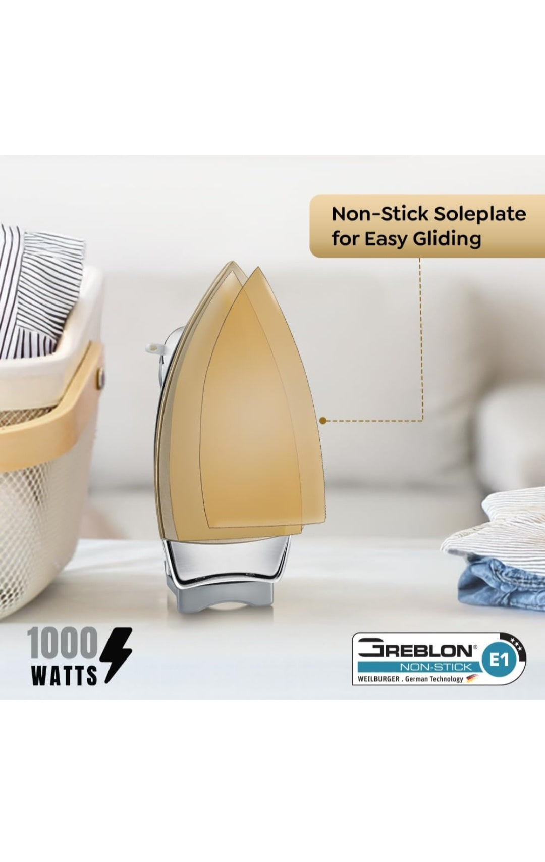 Heavyweight Dry Iron PDI 06 with Greblon Coated Soleplate | LED Indicator | 2-Year Warranty