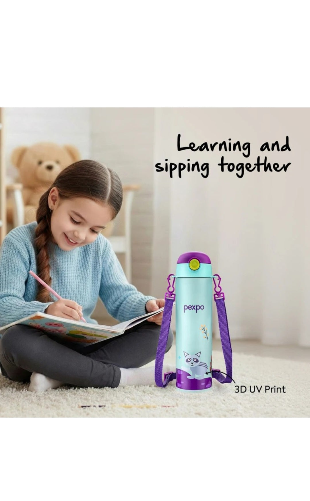 Pexpo Pixy Vacuum Bottle 470 ml | Tri-Ply Insulated | Hot & Cold | Leakproof | ISI Approved