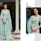 Embroidered Faux Georgette Kurta Set with Plazo & Heavy Net Dupatta