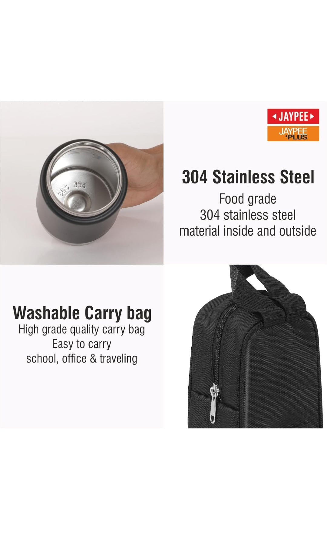 Jaypee Plus Insulated Tiffin 400 ml | Leakproof | Vacuum Insulated | Rust-Proof