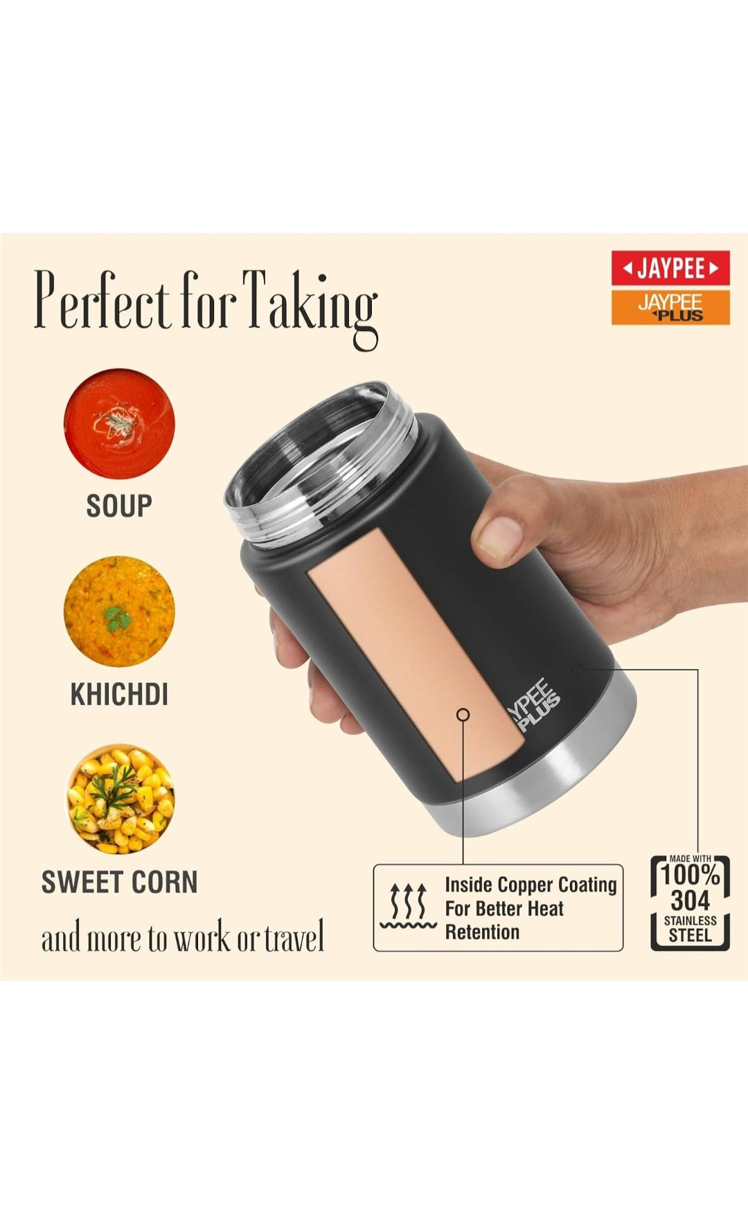 Jaypee Plus Insulated Tiffin 550 ml | Leakproof | Vacuum Insulated | Rust-Proof