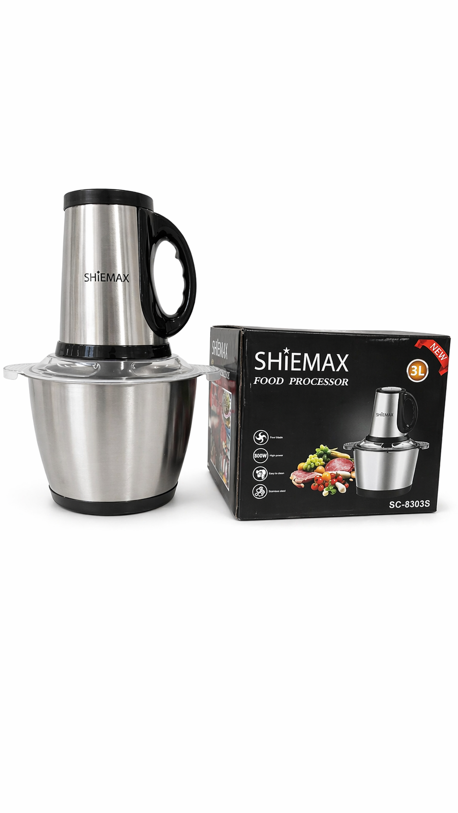 Electric Food Processor Meat Chopper 800W | 3L Stainless Steel Bowl | 4 Blade System with Handle